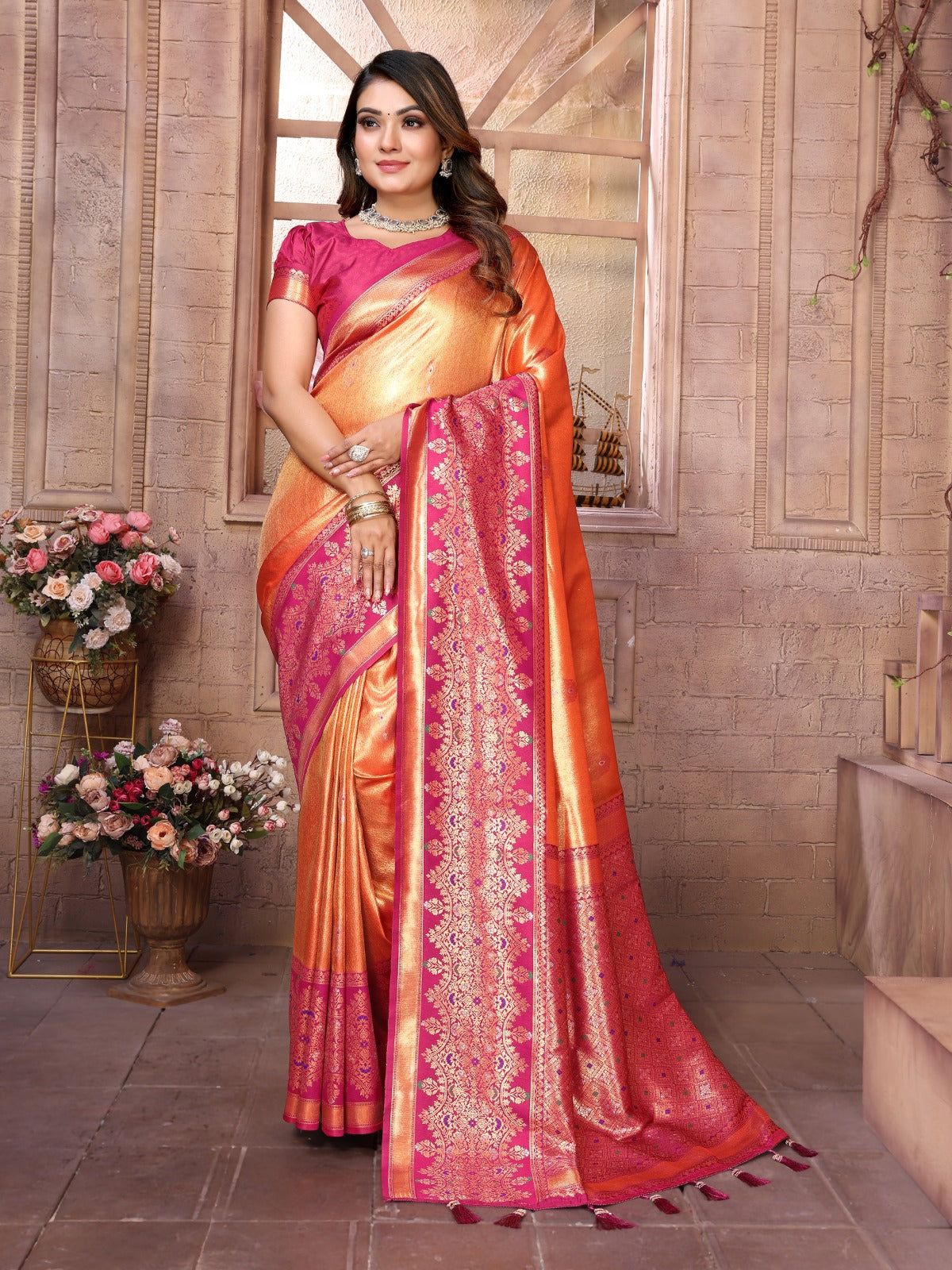 Kanjivaram Banarasi Tissue Silk Sarees
