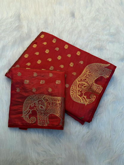 Viscose Tussar Silk Sarees with Viscose Zari Borders & Chit Pallu