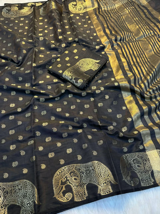 Viscose Tussar Silk Sarees with Viscose Zari Borders & Chit Pallu