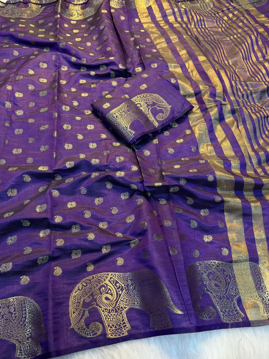 Viscose Tussar Silk Sarees with Viscose Zari Borders & Chit Pallu