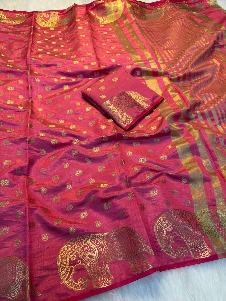 Viscose Tussar Silk Sarees with Viscose Zari Borders & Chit Pallu