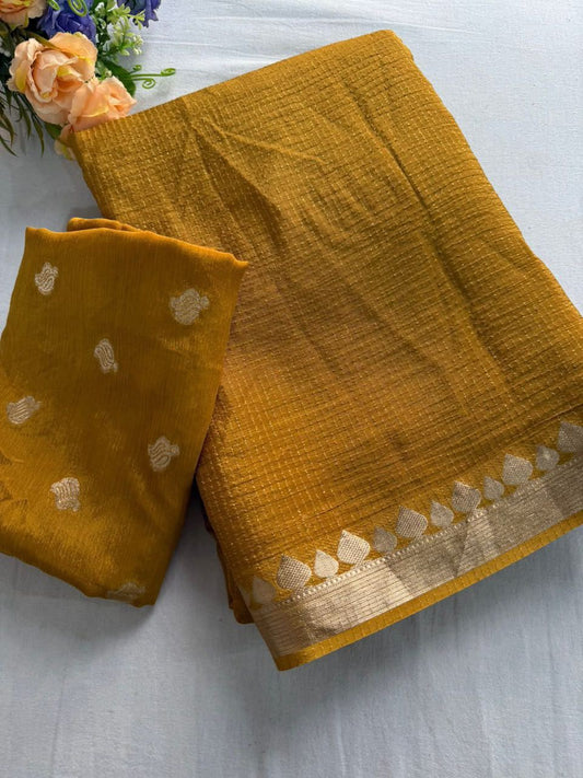 Viscose Chinnon Silk Saree with Viscose Zari Weaving Borders