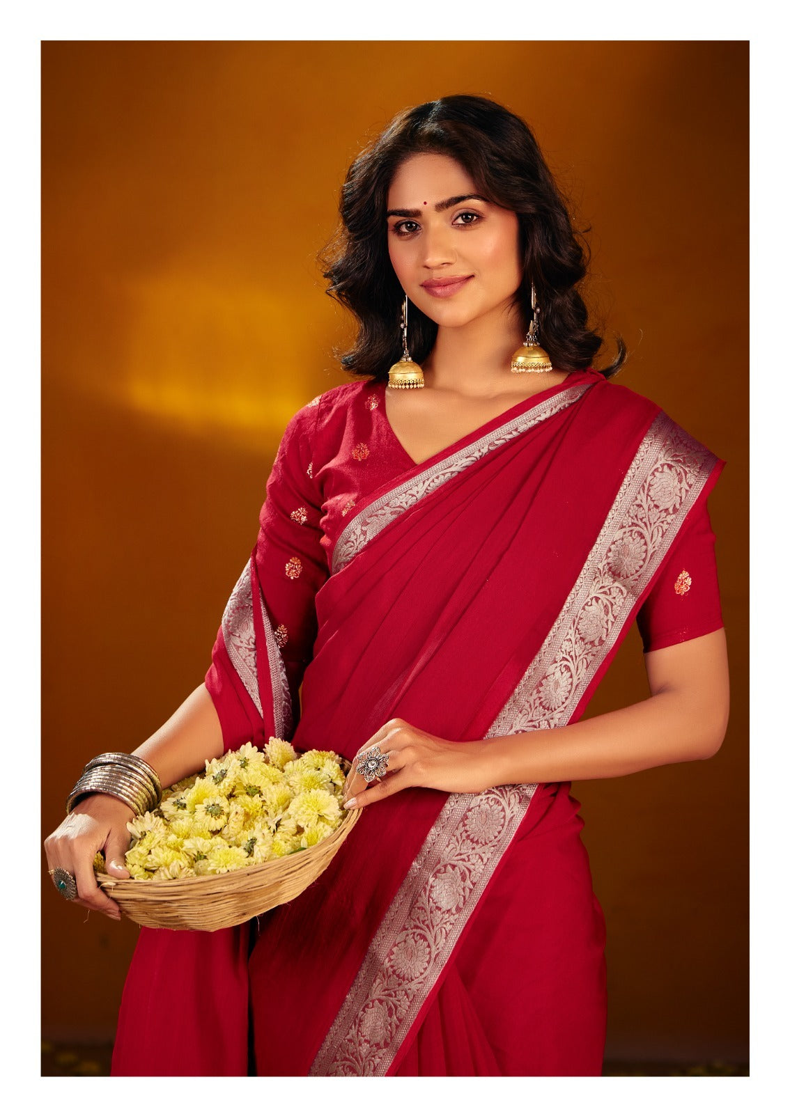 Chiffon Silk Sarees with Jacquard Zari Borders