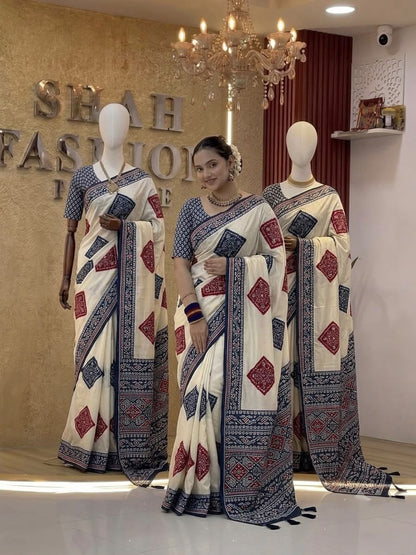 Bandhini Modal Crepe Silk Sarees with Real Mirror Work
