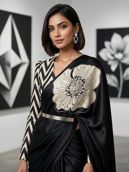 Crepe Silk Sarees with Mirror Work