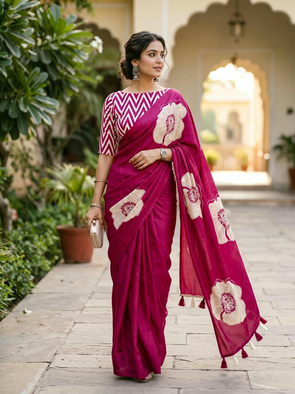 Crepe Silk Sarees with Mirror Work