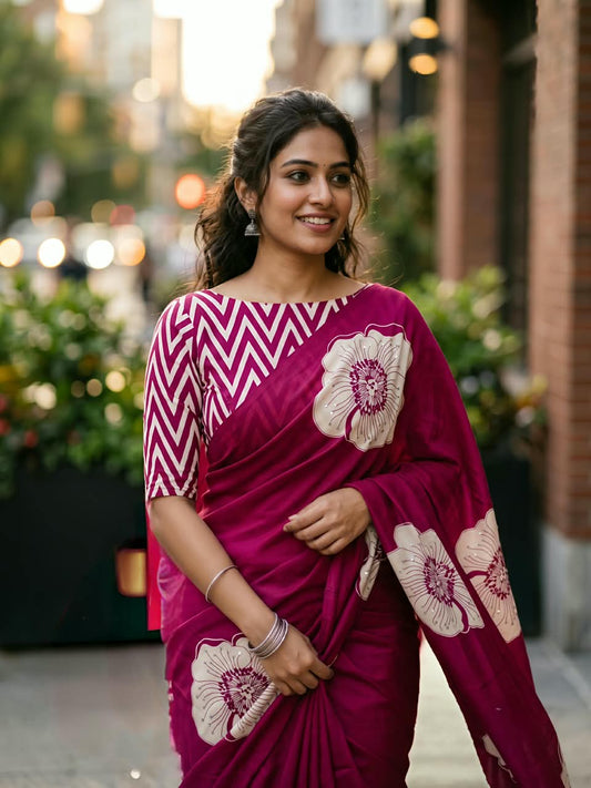 Crepe Silk Sarees with Mirror Work