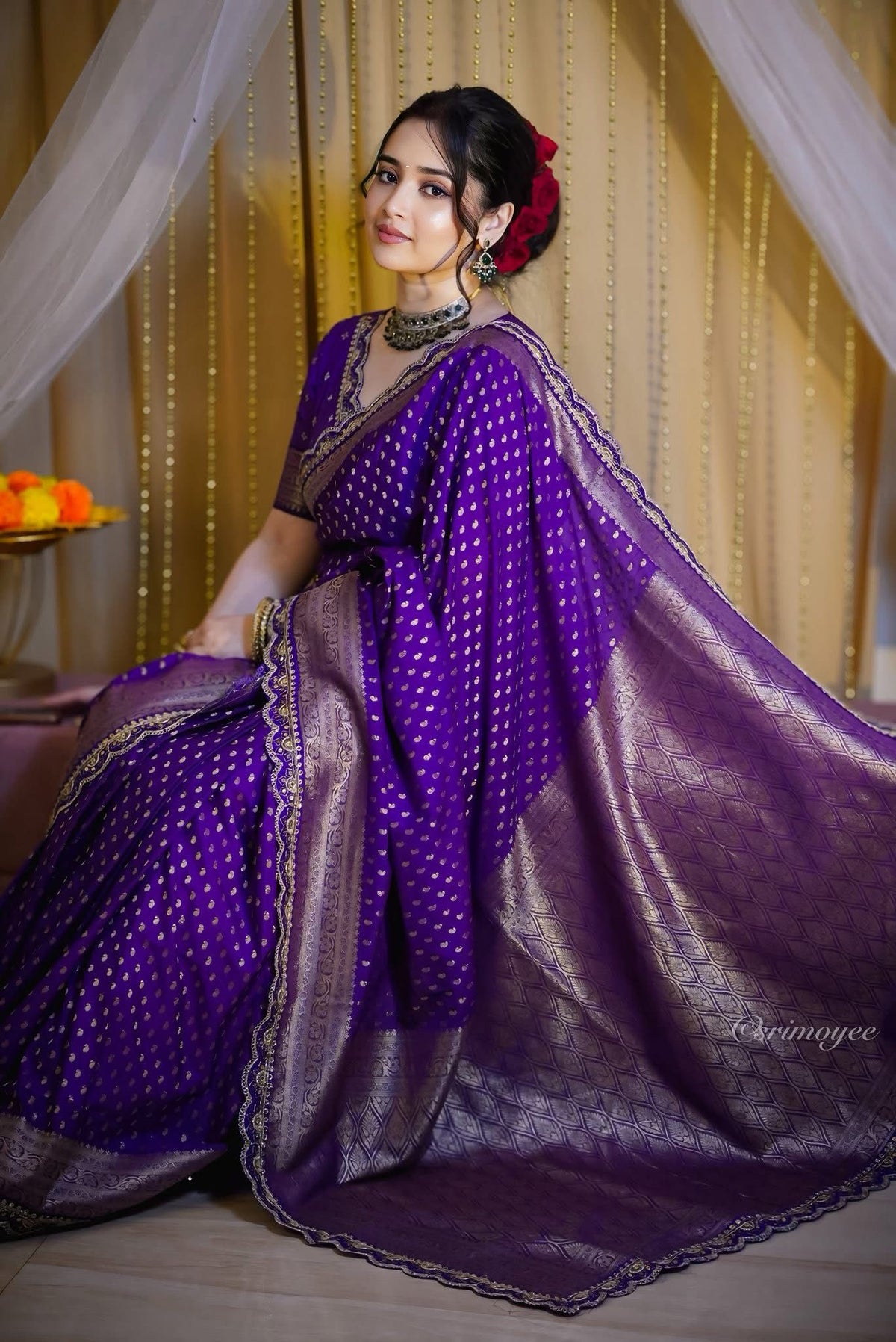 Khadi Georgette Banarasi Silk Weaving Sarees with Embroidered Lace Borders