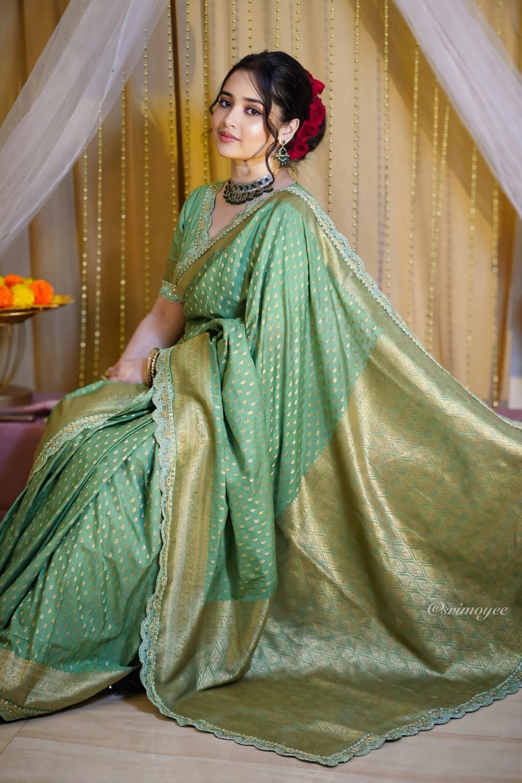 Khadi Georgette Banarasi Silk Weaving Sarees with Embroidered Lace Borders