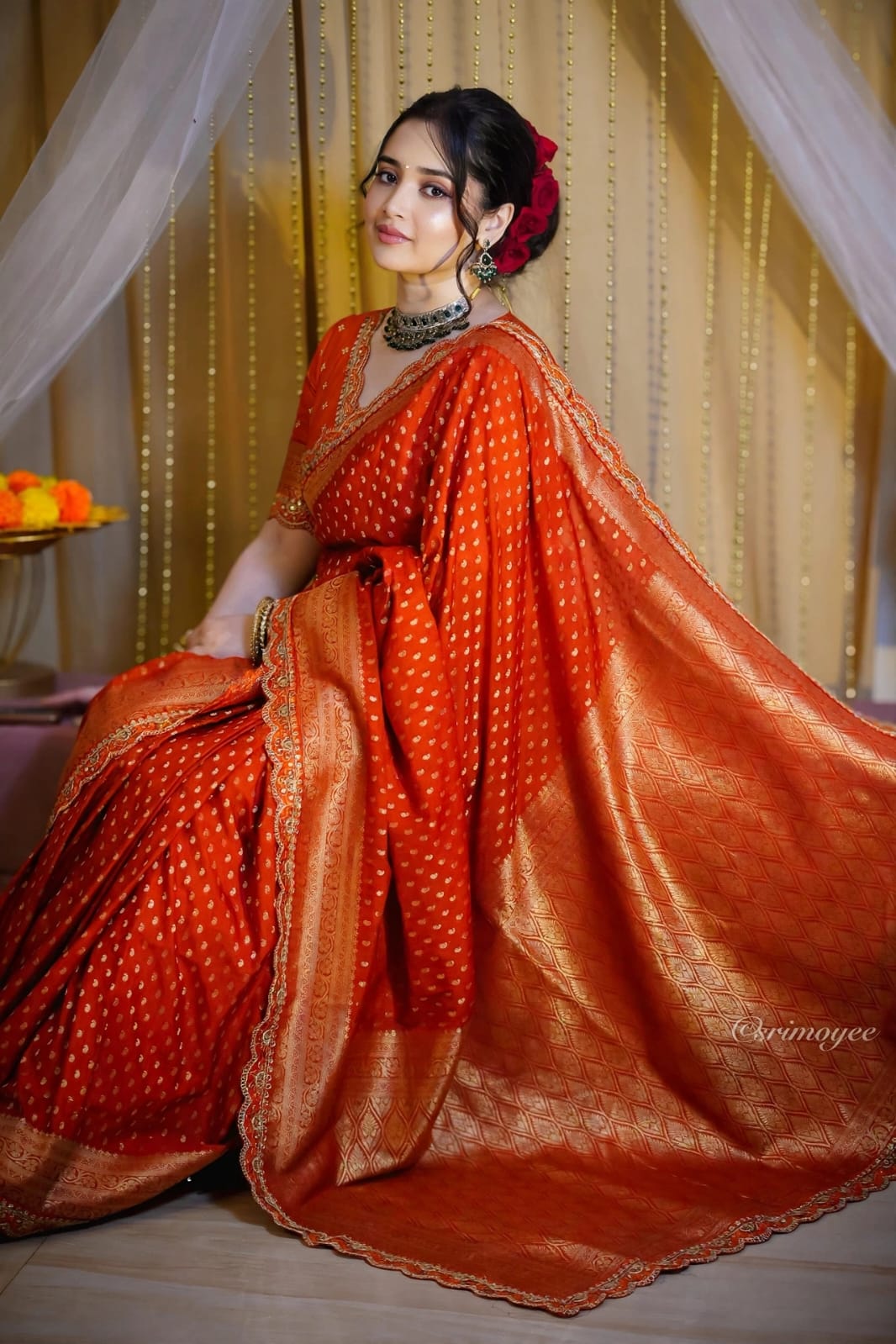 Khadi Georgette Banarasi Silk Weaving Sarees with Embroidered Lace Borders