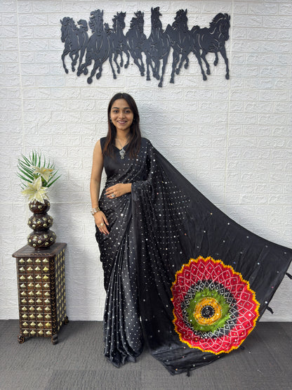 Modal Crepe Silk Sarees with Mirror Work