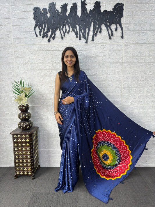 Modal Crepe Silk Sarees with Mirror Work