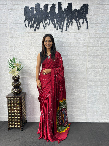 Modal Crepe Silk Sarees with Mirror Work