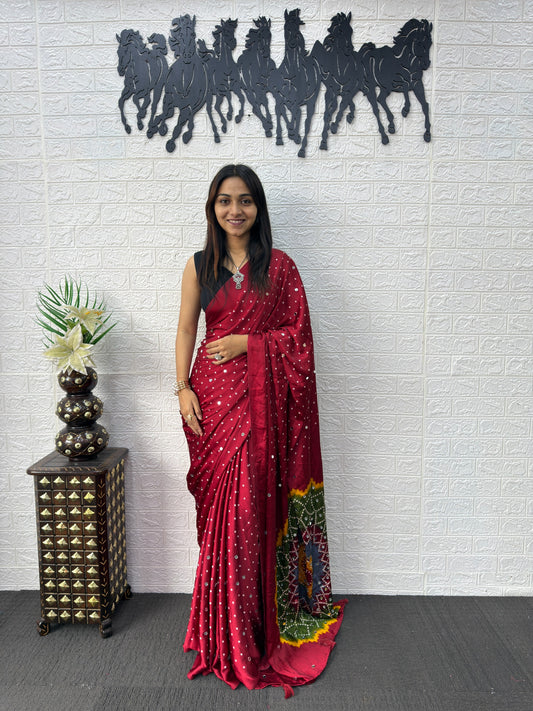 Modal Crepe Silk Sarees with Mirror Work