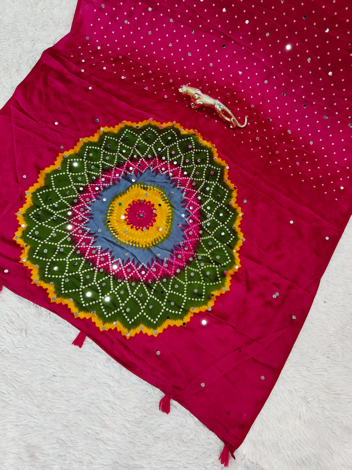 Modal Crepe Silk Sarees with Mirror Work