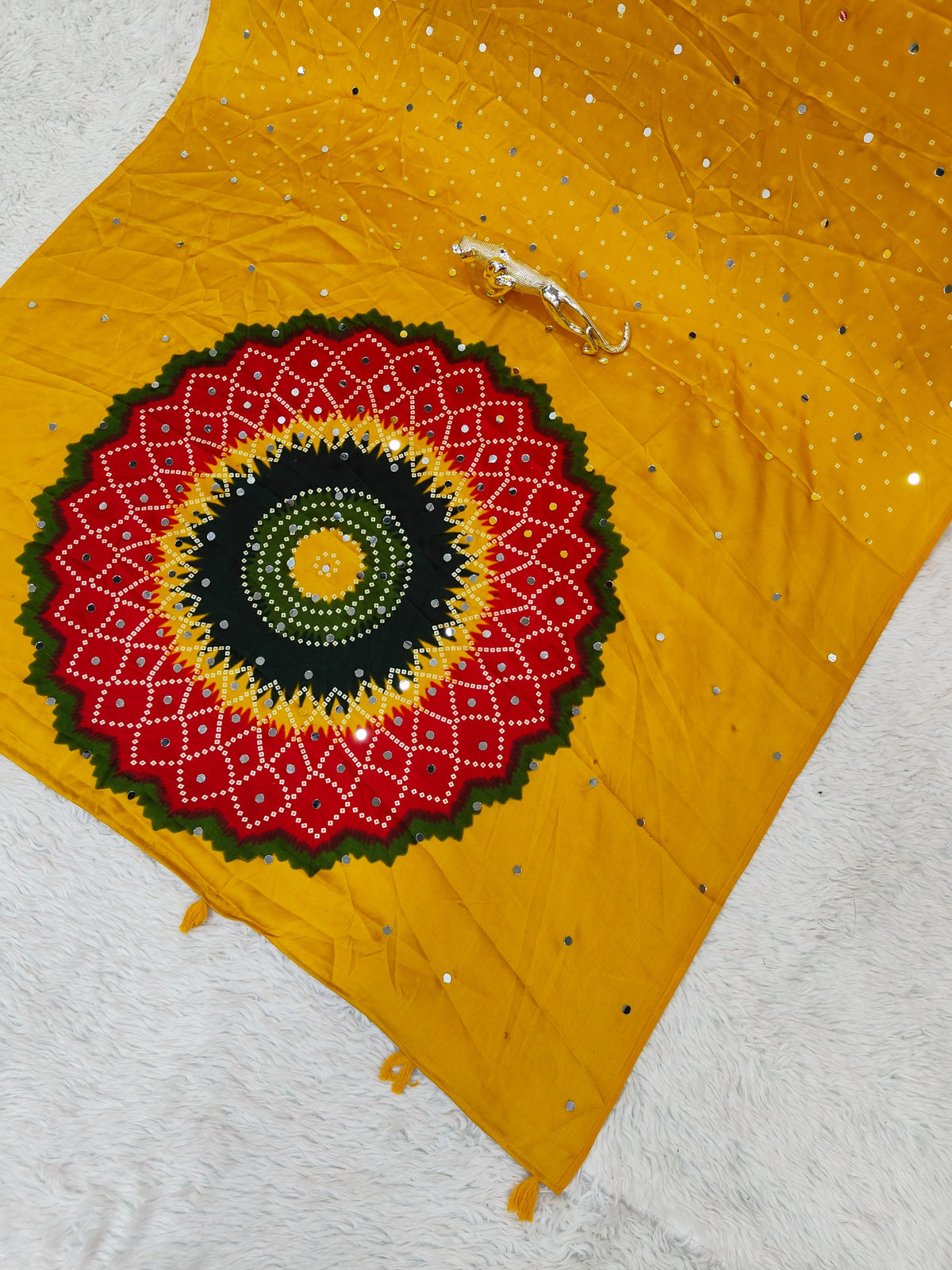Modal Crepe Silk Sarees with Mirror Work