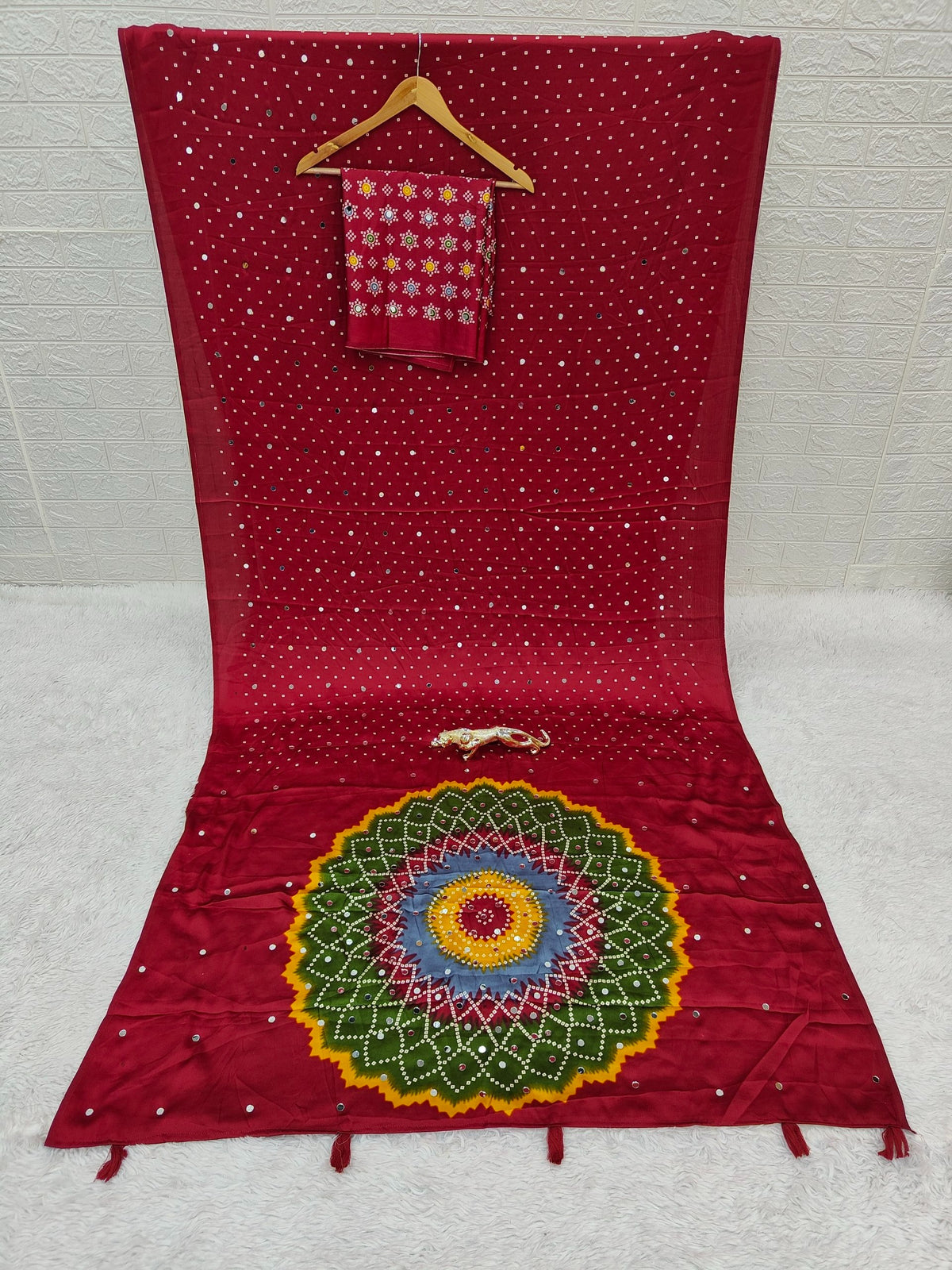 Modal Crepe Silk Sarees with Mirror Work