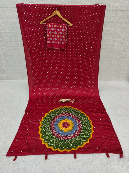 Modal Crepe Silk Sarees with Mirror Work