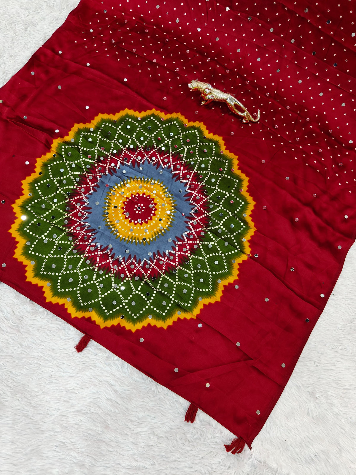 Modal Crepe Silk Sarees with Mirror Work