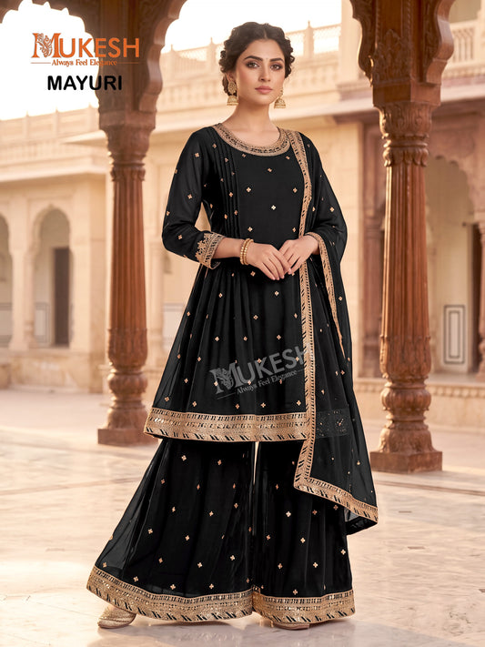 Readymade Georgette Sequin Embroidered Palazzo Suits