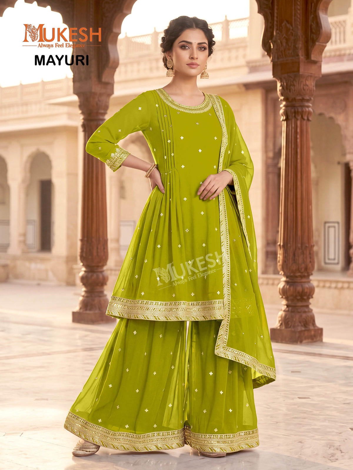 Readymade Georgette Sequin Embroidered Palazzo Suits