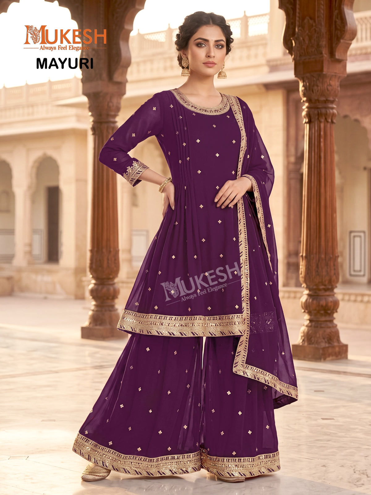 Readymade Georgette Sequin Embroidered Palazzo Suits