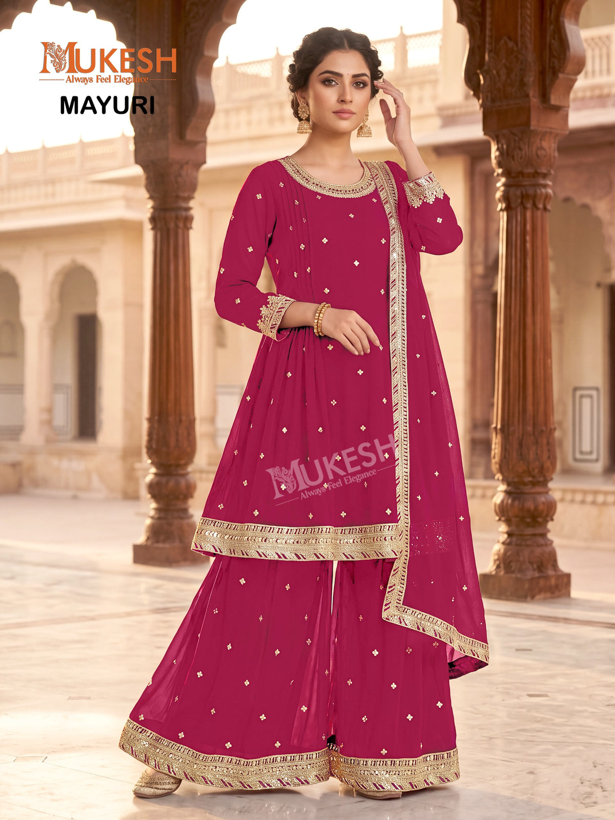 Readymade Georgette Sequin Embroidered Palazzo Suits