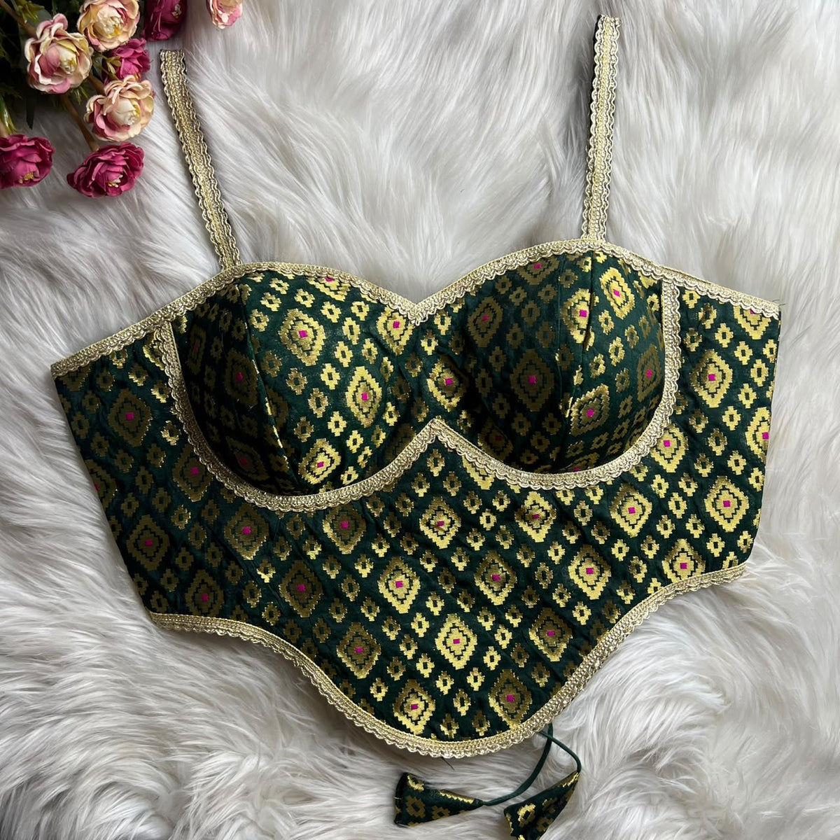 Readymade Brocade Silk Corset Blouses