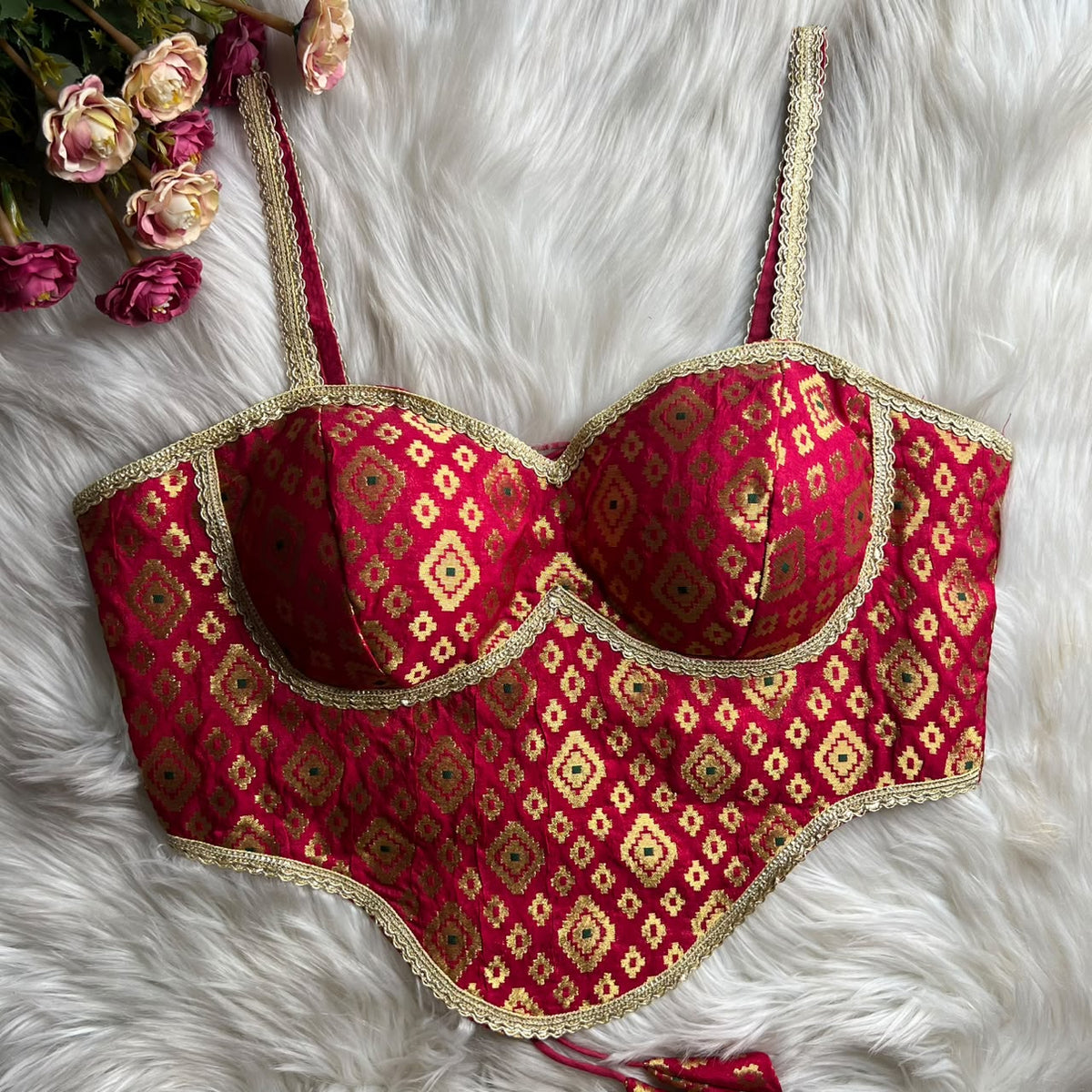 Readymade Brocade Silk Corset Blouses