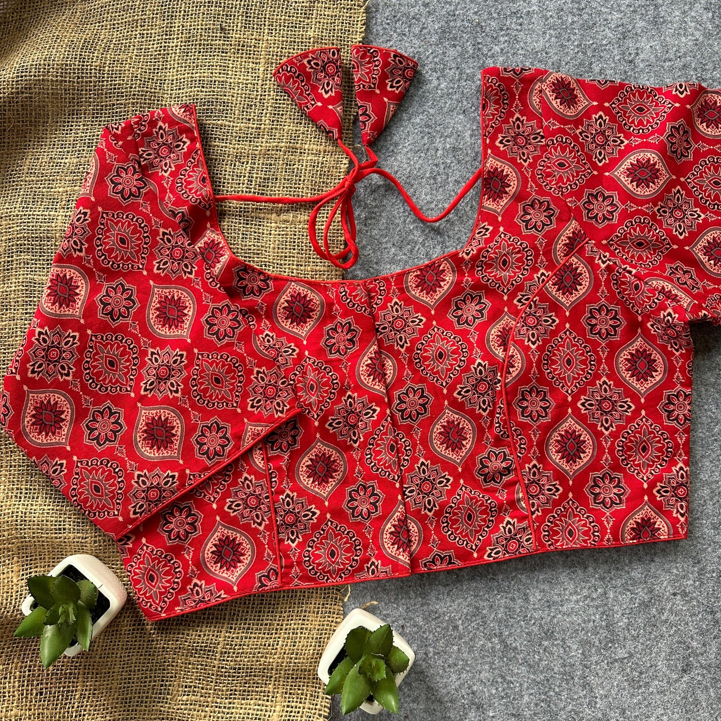 Ajrakh Cotton Ready Made Blouse