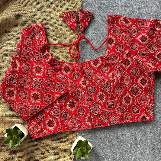 Ajrakh Cotton Ready Made Blouse