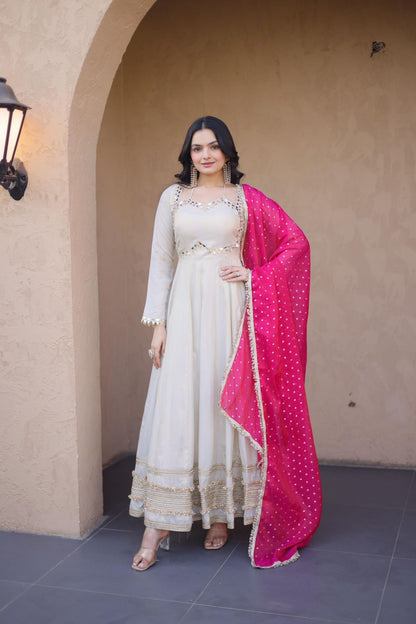 Cosmos Silk Long Flared Kali Pattern Suit Set – ₹1799
