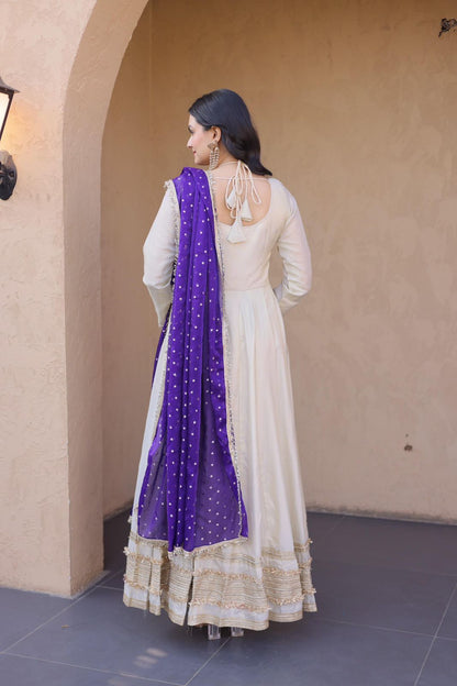 Cosmos Silk Long Flared Kali Pattern Suit Set – ₹1799