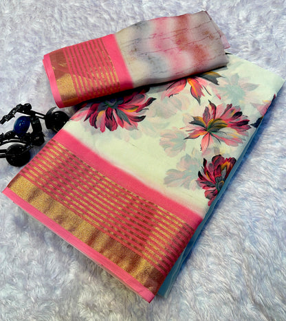 Soft Georgette Saree with Jacquard Zari Borders – ₹950