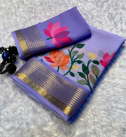 Soft Georgette Saree with Jacquard Zari Borders – ₹950