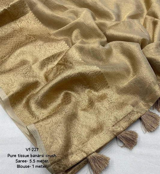Banarasi Tissue Silk Saree with Embroidered Semi Silk Blouse – ₹1650