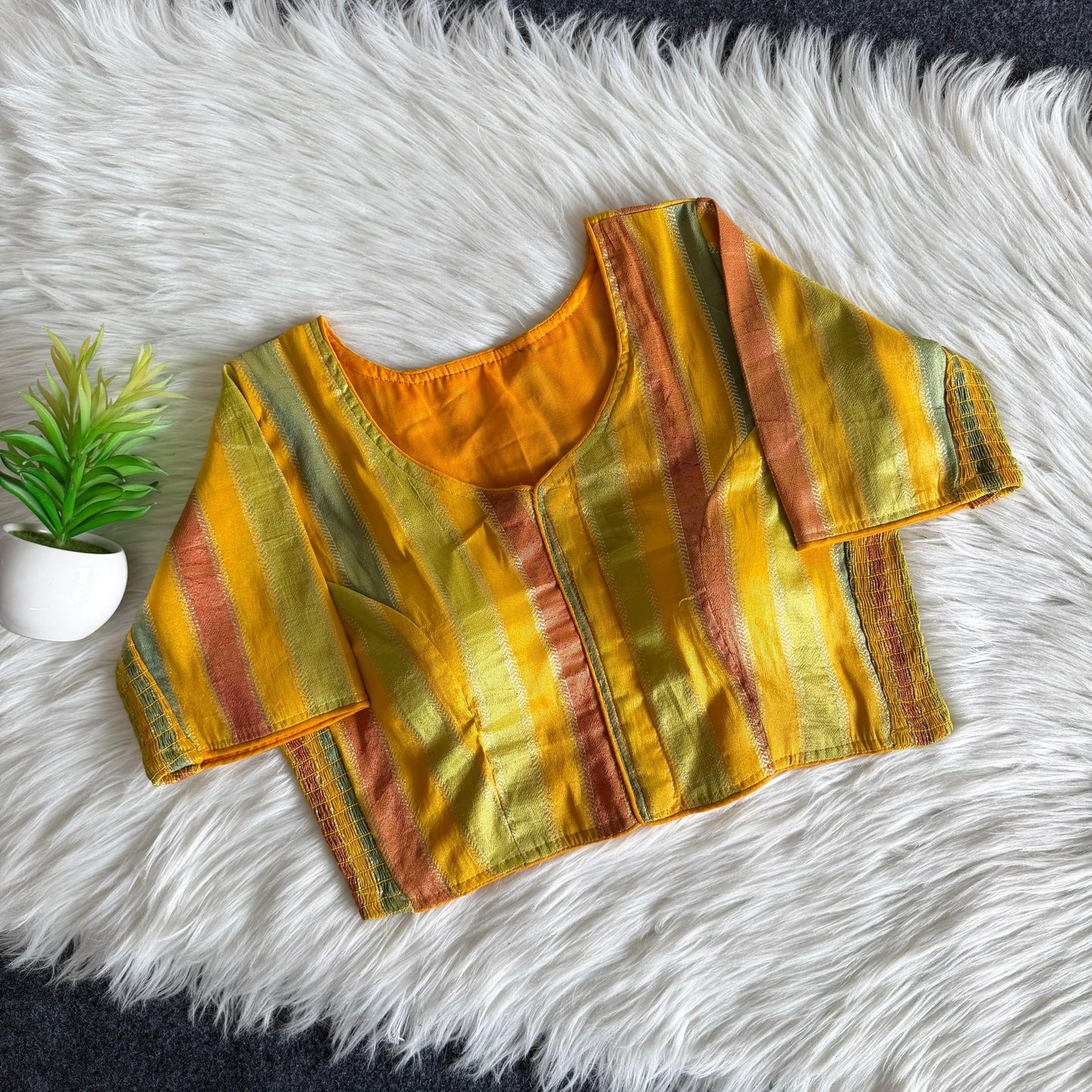 Side Elastic Stretchable Banarasi Silk Blouse – ₹750