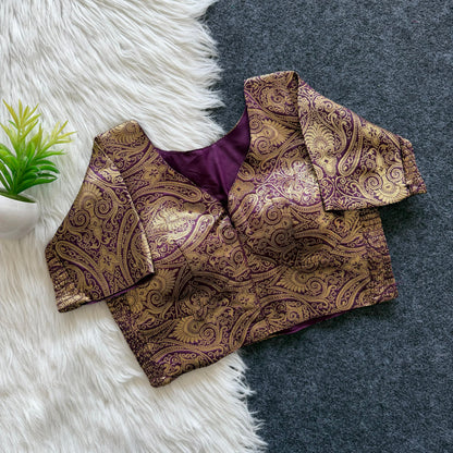 Side Elastic Stretchable Banarasi Brocade Silk Blouse – ₹750
