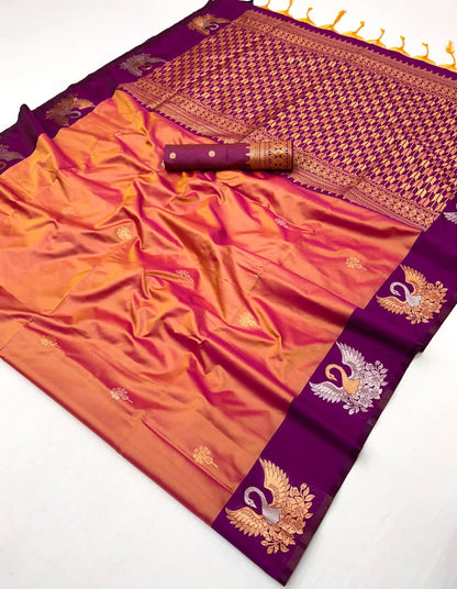 Soft Handloom Dual Tone Effect Saree with Brocade Zari Pallu – ₹1399