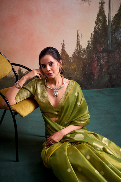 Tissue Silk Saree with Polka Zari Weaving – ₹1499