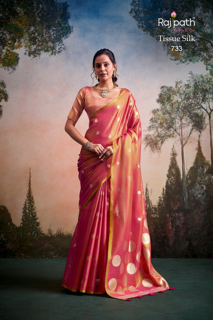 Tissue Silk Saree with Polka Zari Weaving – ₹1499