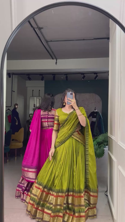 Chanderi Silk Dhavani sets 1900Rs