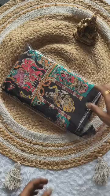 Semi Tussar Silk Sarees BLACK