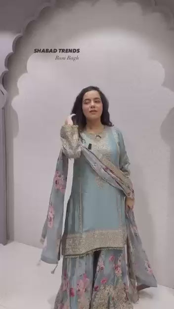 Designer Readymade Top-Plazzo & Dupatta Collection – Code PD1121