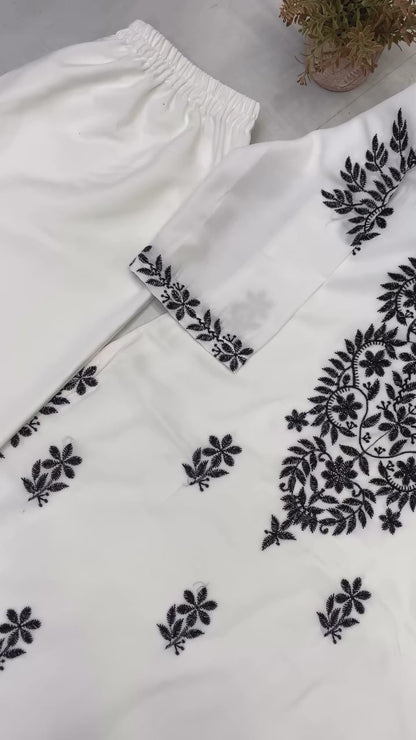 BE-376 – Designer & Daily Wear Kurta Plazzo Set - White