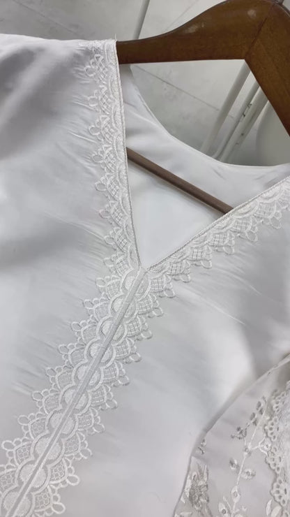 BE-373 – Designer Farsi Salwar Suit (3-Piece Set) - White