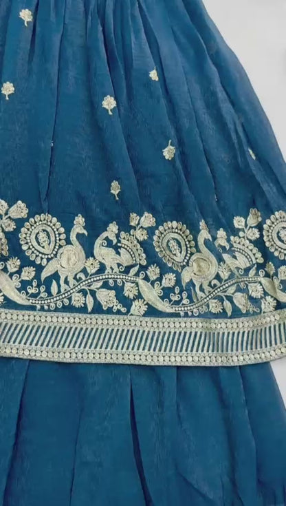 ZB-5055 – New Designer Party Wear Sharara Suit Set - Peacock Green