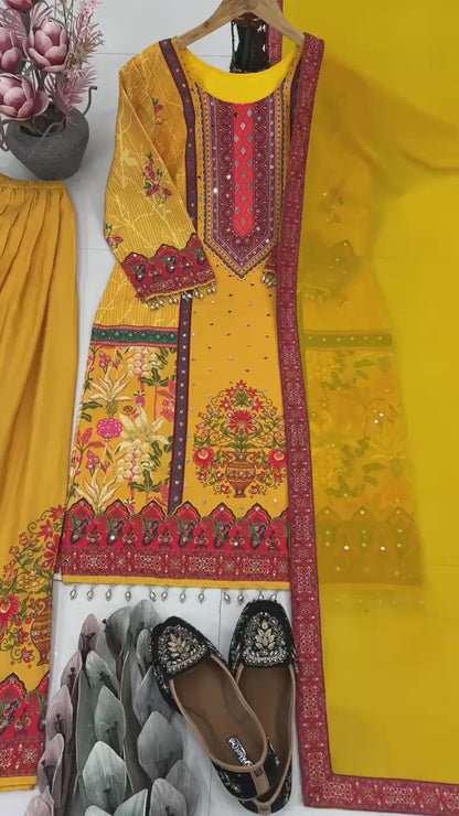 ST-219 – Designer Natural Silk Salwar Suit Set